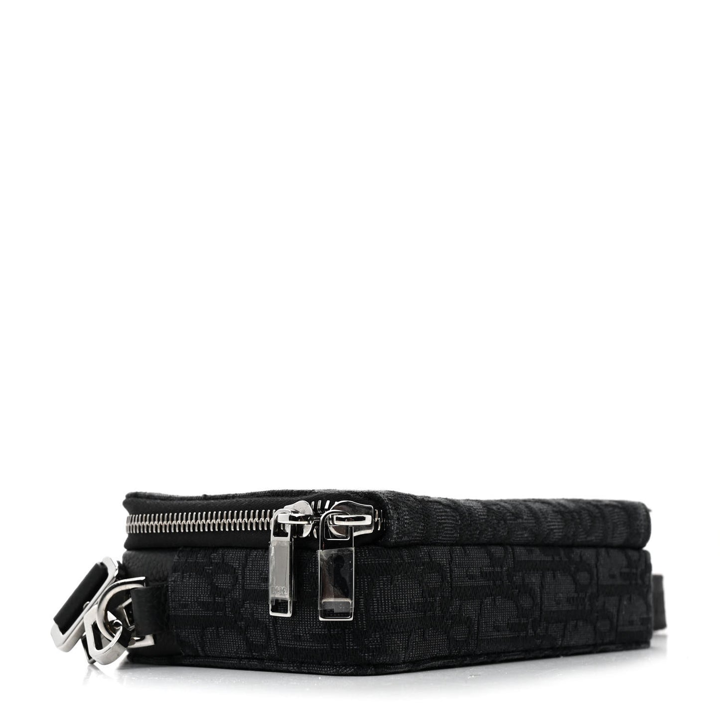 Oblique Zipped With Strap Pouch Black
