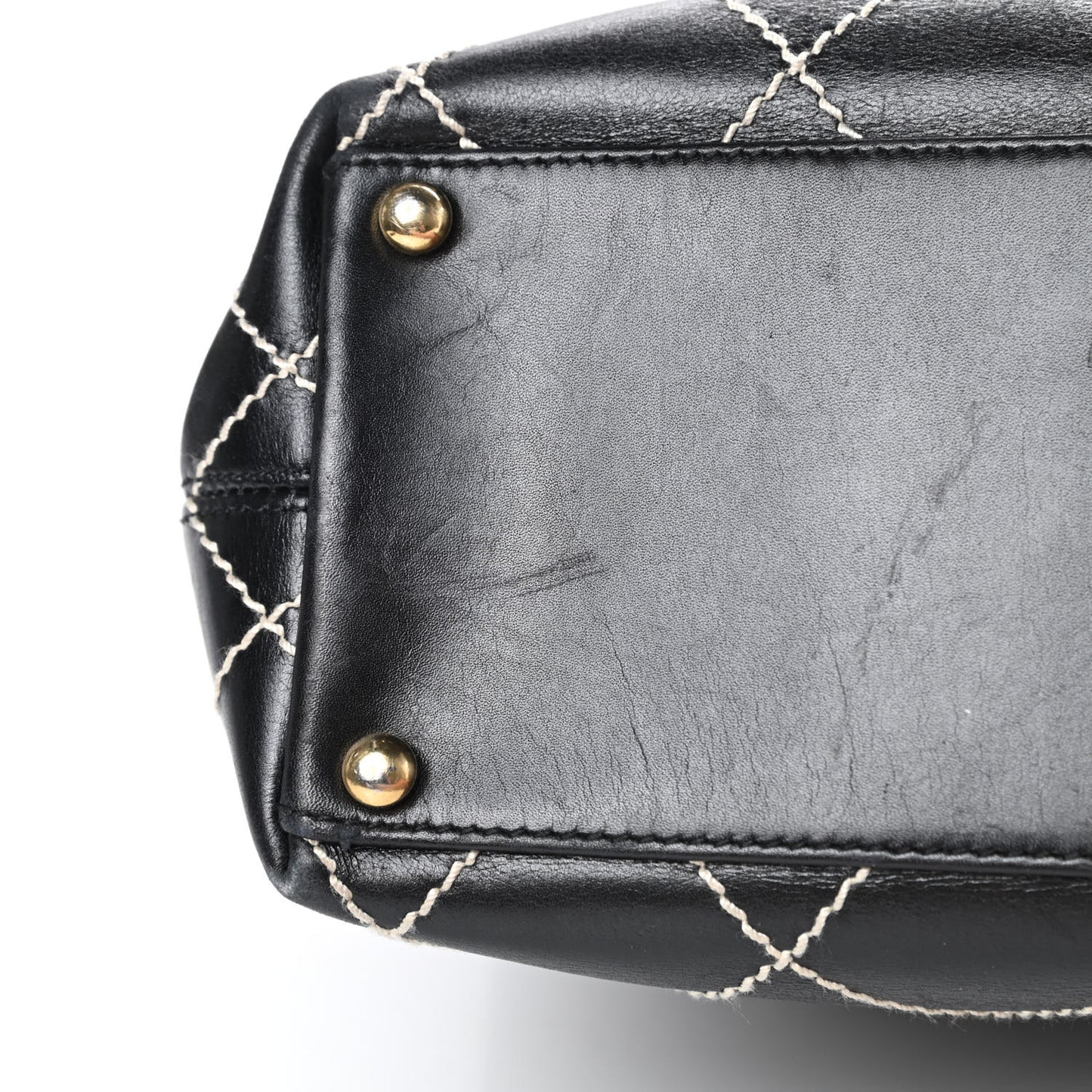 Calfskin Wild Stitch Large Tote Black