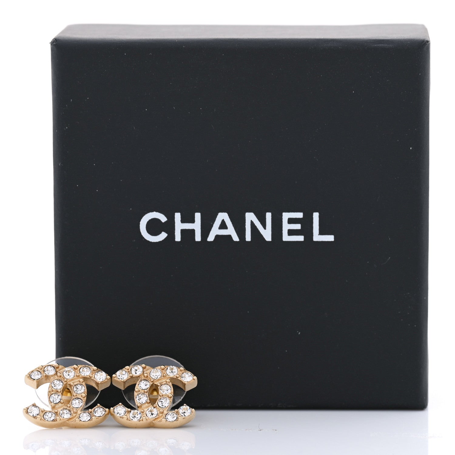 Chanel Crystal CC Earrings Gold 5 of 5