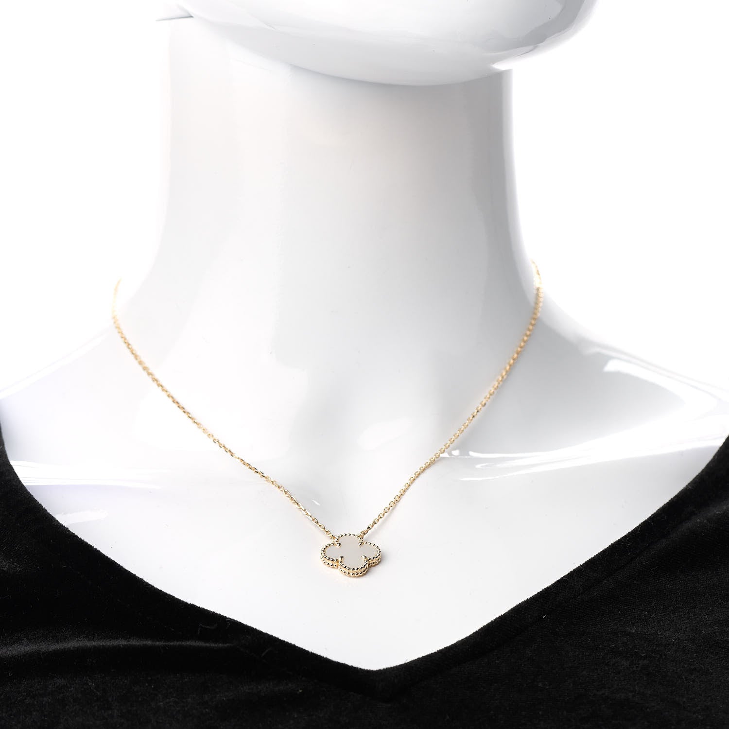 Van Cleef & Arpels 18K Yellow Gold Mother of Pearl Vintage Alhambra Pendant Necklace 2 of 7
