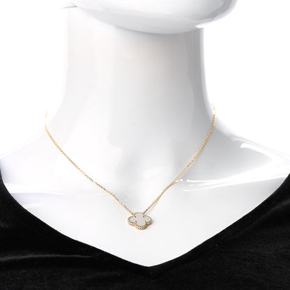 Van Cleef & Arpels 18K Yellow Gold Mother of Pearl Vintage Alhambra Pendant Necklace 2 of 7