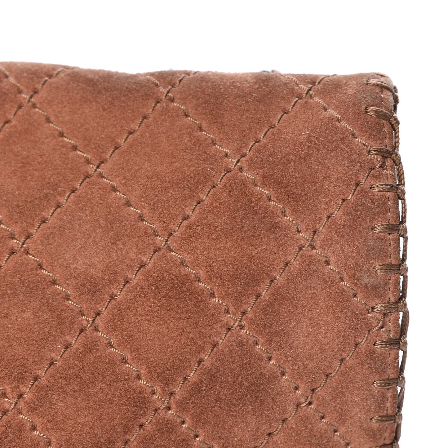 Suede Calfskin Stitch Flap Light Brown