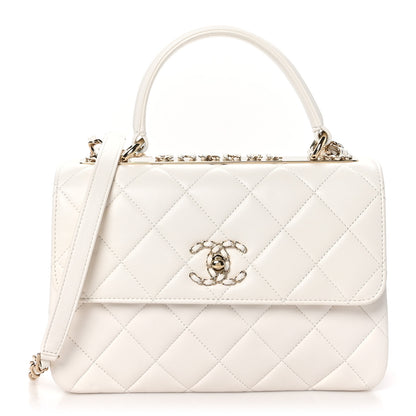 Chanel Lambskin Quilted Small Trendy Chain CC Flap Dual Handle Bag White 1 of 13