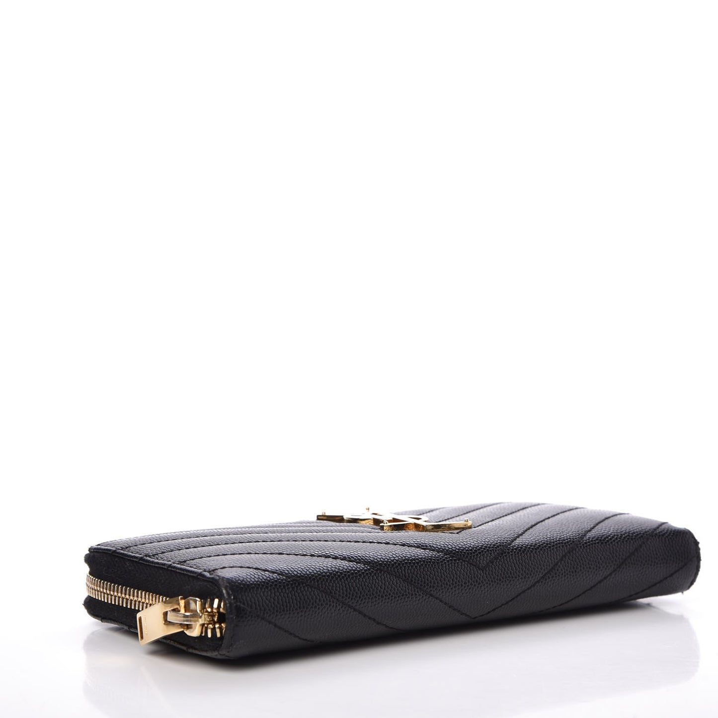 Grain De Poudre Matelasse Chevron Monogram Zip Around Wallet Black