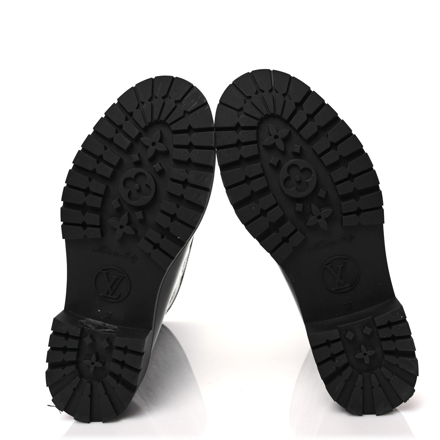 Rubber Embossed Monogram Drops Flat Half Boots 37 Black