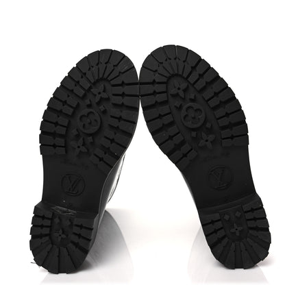 Louis Vuitton Rubber Embossed Monogram Drops Flat Half Boots 37 Black 5 of 6
