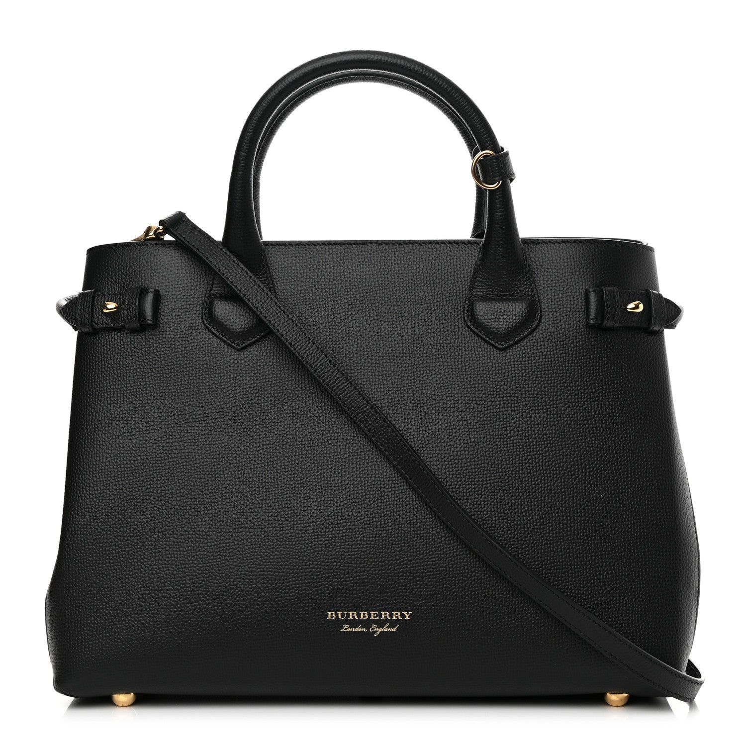 Burberry Derby Calfskin House Check Medium Banner Tote Black 1 of 12