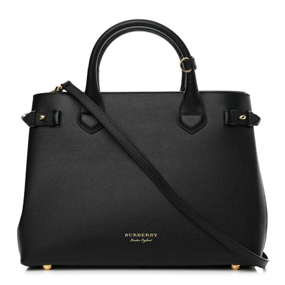 Burberry Derby Calfskin House Check Medium Banner Tote Black 1 of 12