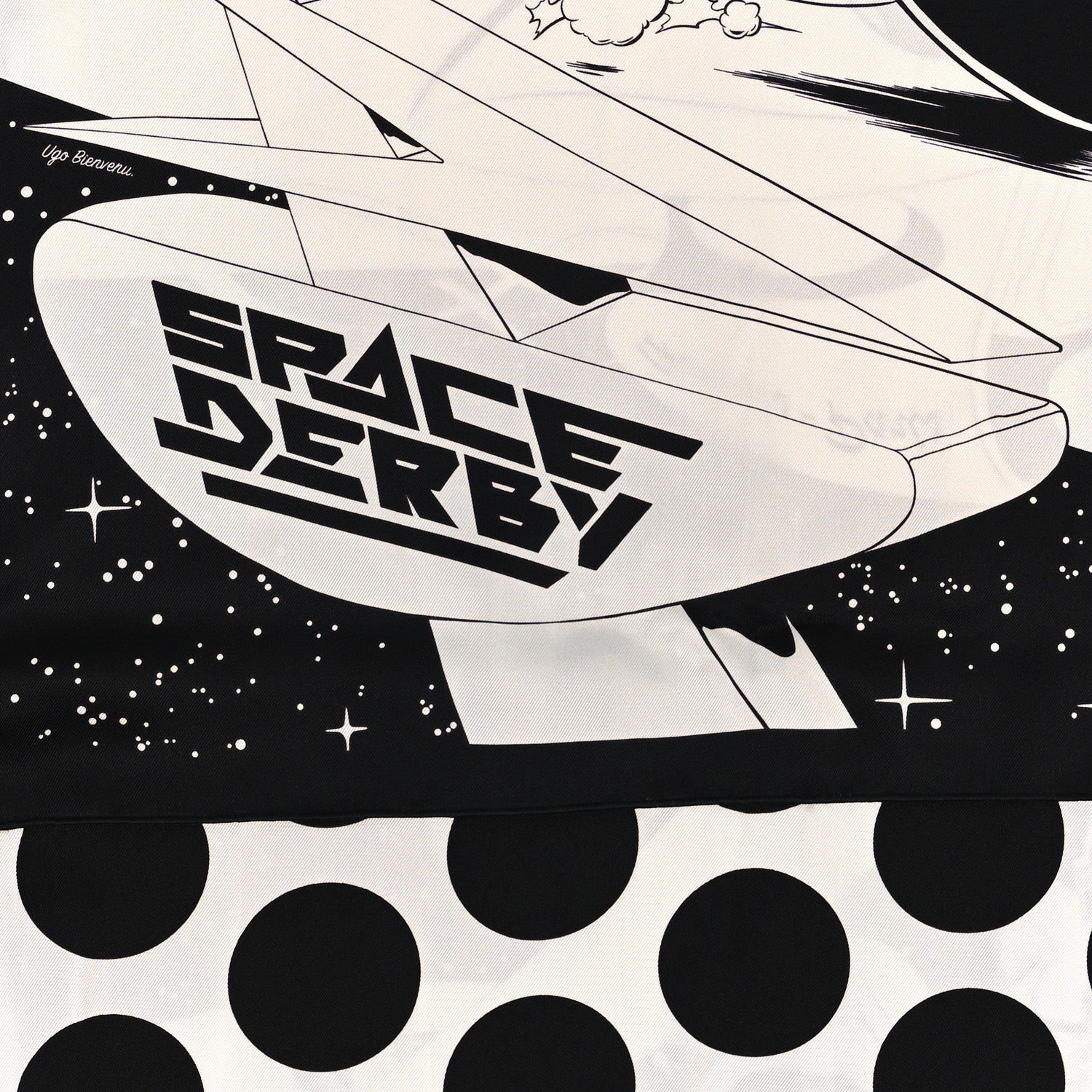 Hermes Silk Space Derby Muffler Black White 4 of 4