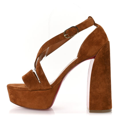 Christian Louboutin Suede Movida 130 Platform Sandals 38 Foxy 1 of 7