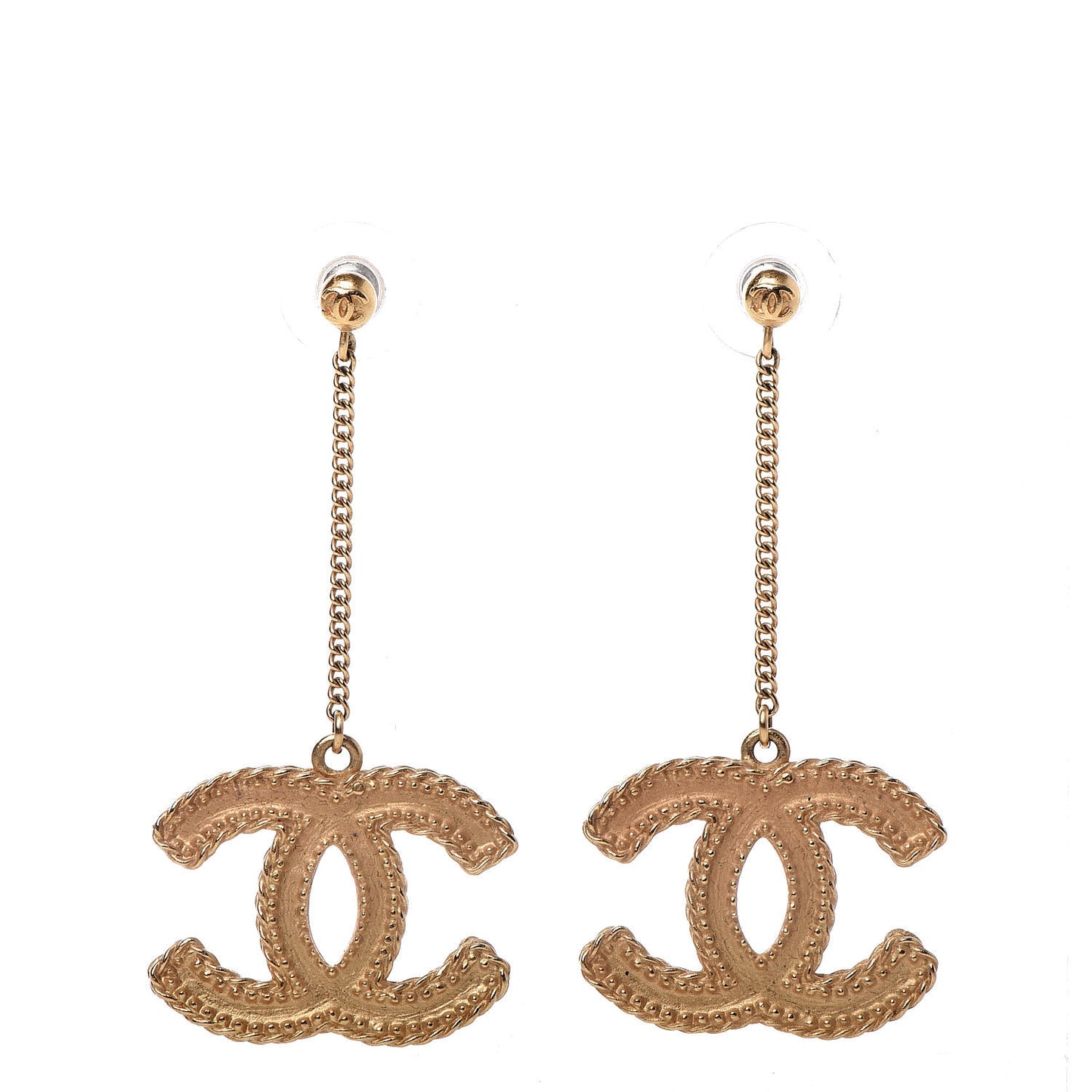CC Drop Earrings Matte Gold