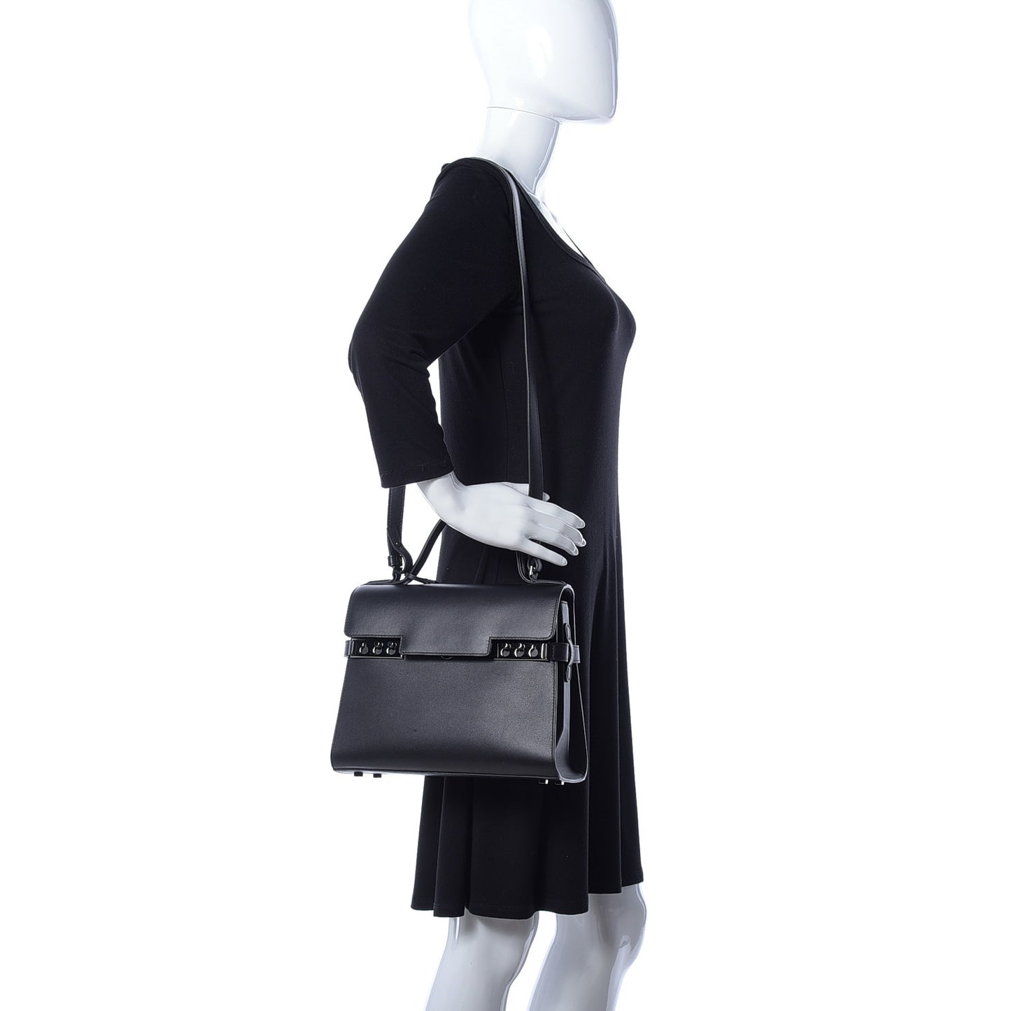 Calfskin MM Tempete Satchel Black