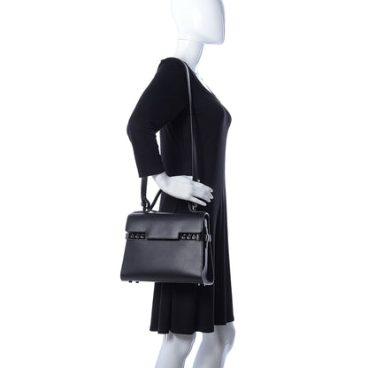 Delvaux Calfskin MM Tempete Satchel Black 2 of 8