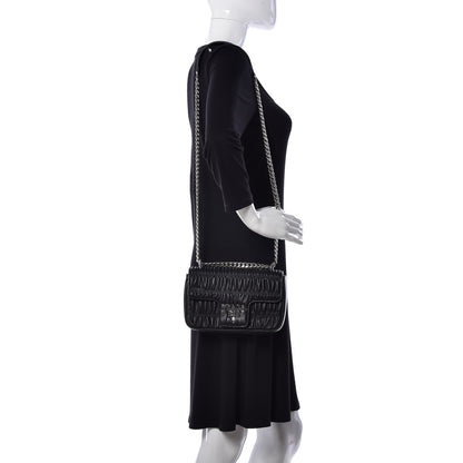 Prada Nappa Gaufre Small Chain Flap Shoulder Bag Black 3 of 9