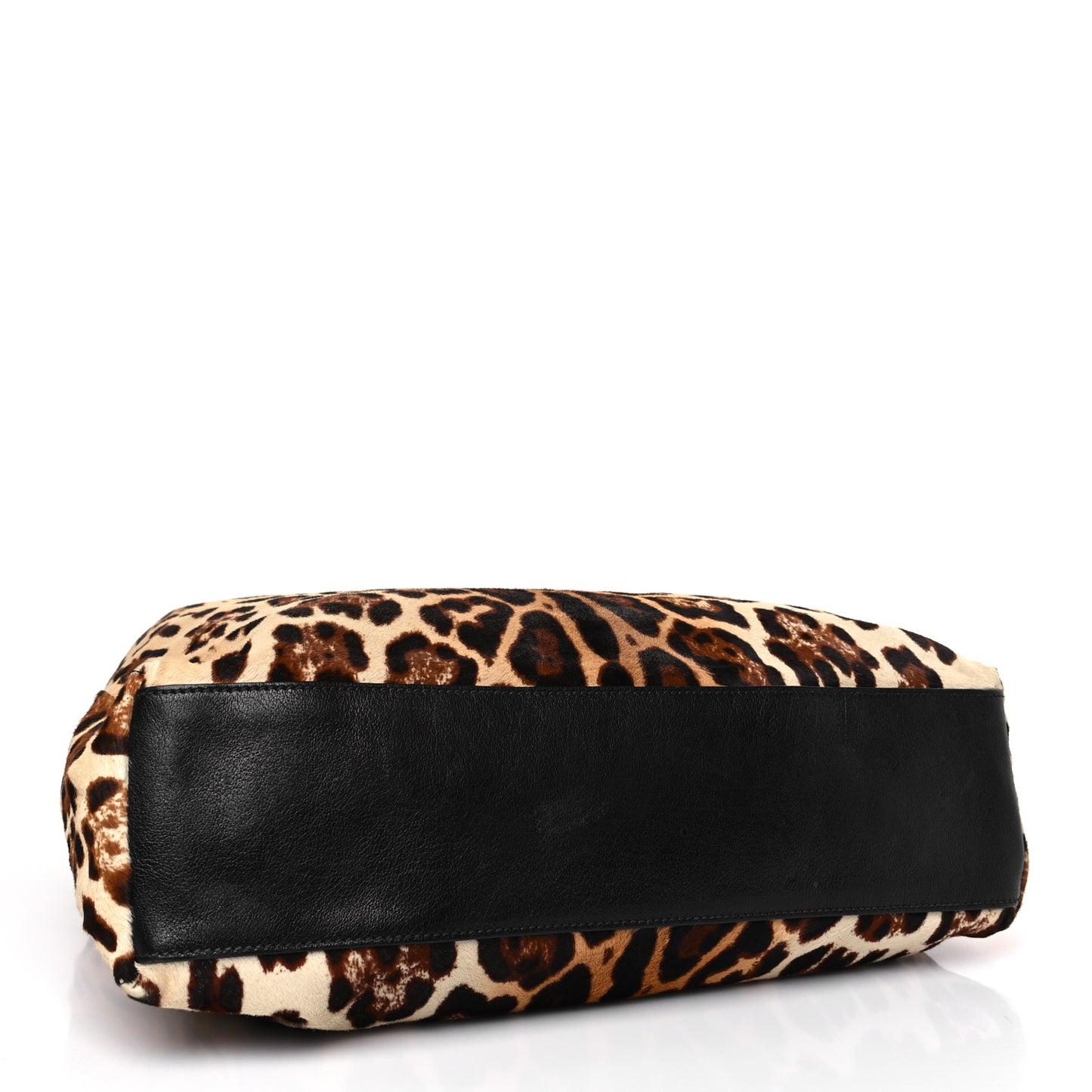 Calf Hair Leopard Print Satchel Black