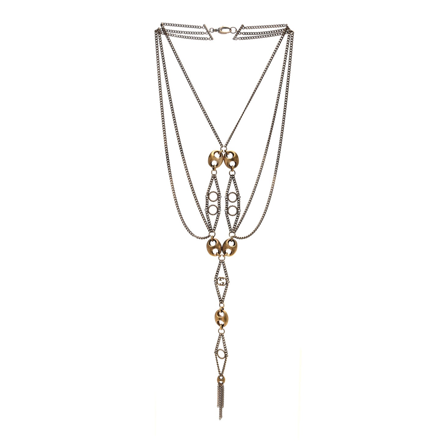 Metal Marina Link Long Necklace Aged Gold