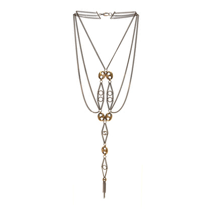 Gucci Metal Marina Link Long Necklace Aged Gold 2 of 5