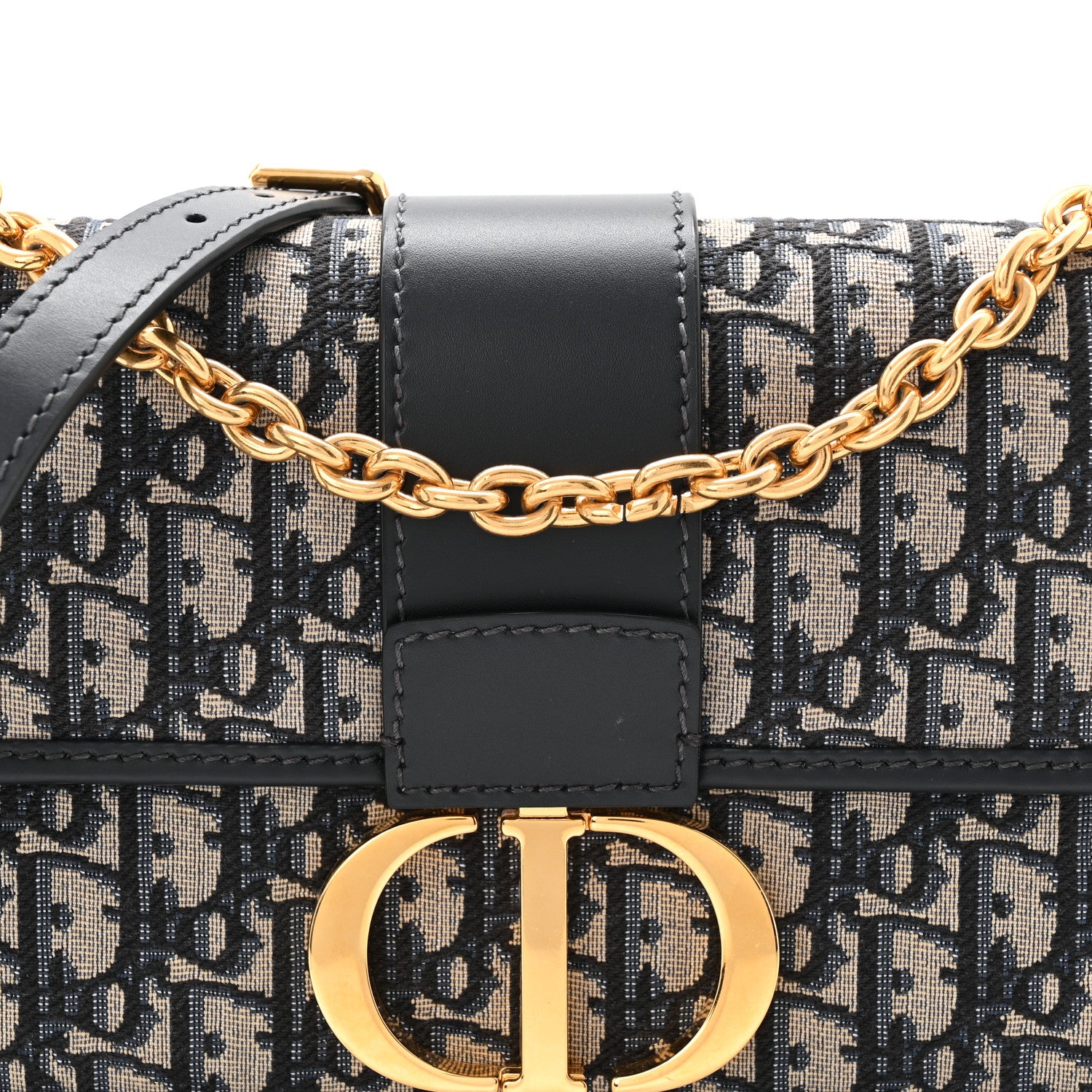 Christian Dior Oblique 30 Montaigne Chain Flap Bag Blue 14 of 19