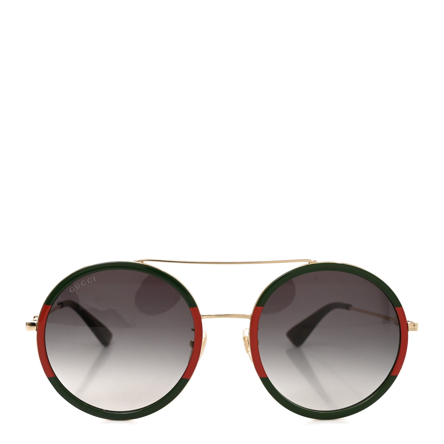Gucci Metal Round Frame Sunglasses GG0061S Green Red 2 of 6
