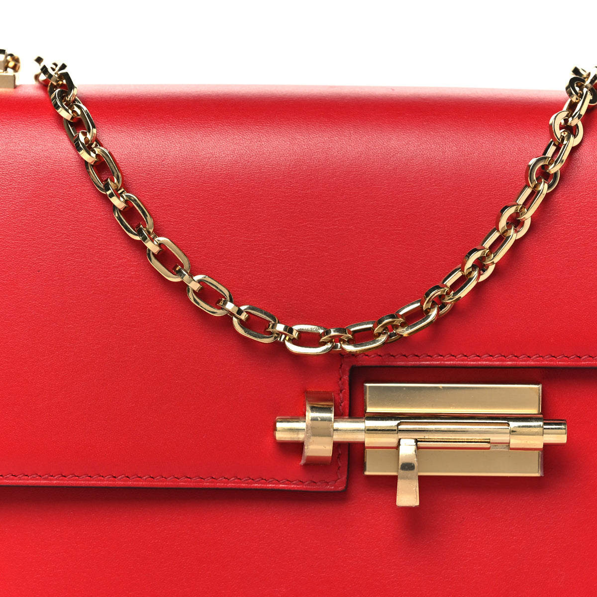 Tadelakt Mini Verrou Chaine Bag Rouge De Coeur