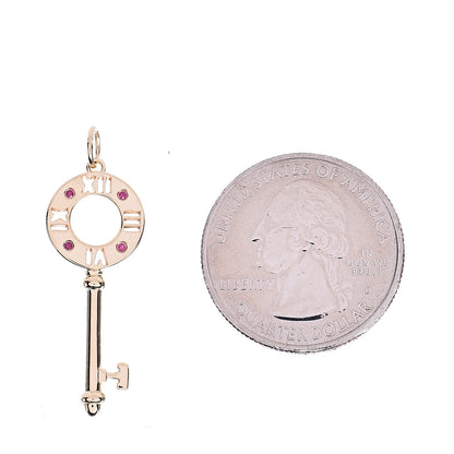 Tiffany 18K Yellow Gold Ruby Atlas Pierced Key Pendant 2 of 4