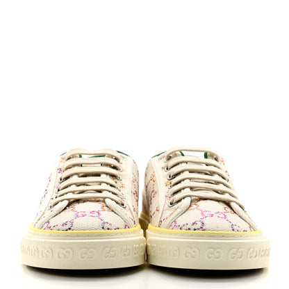 Gucci Canvas Lame Crystal GG Monogram Womens 1977 Tennis Sneakers 37 Gardenia Silver Mystic White 2 of 10