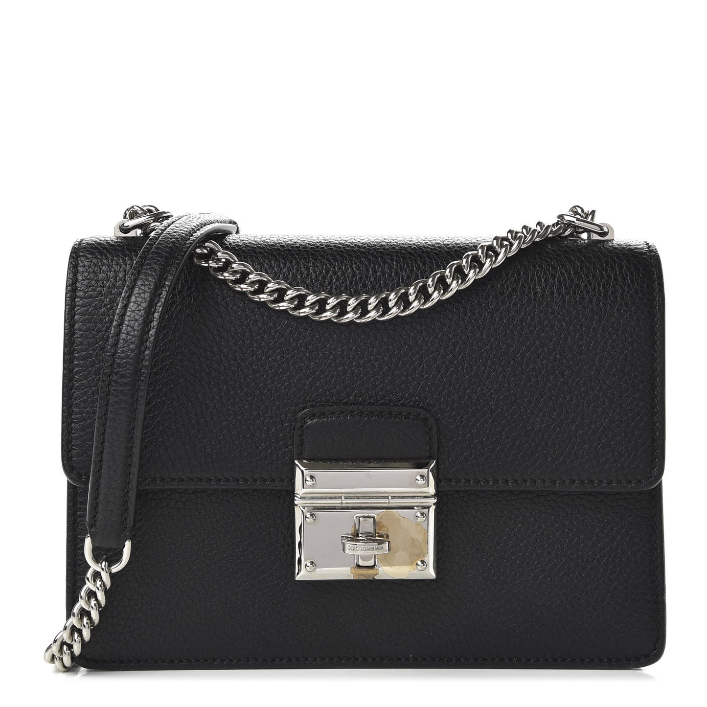 Grained Calfskin Rosalia Shoulder Bag Black