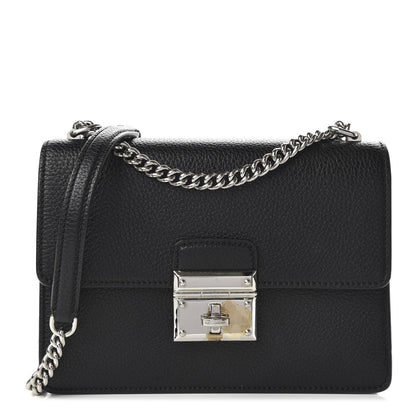 Dolce & Gabbana Grained Calfskin Rosalia Shoulder Bag Black 1 of 9