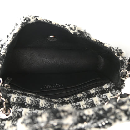 Chanel Crystal Tweed Quilted Small Double Flap Black Ecru White 5 of 10