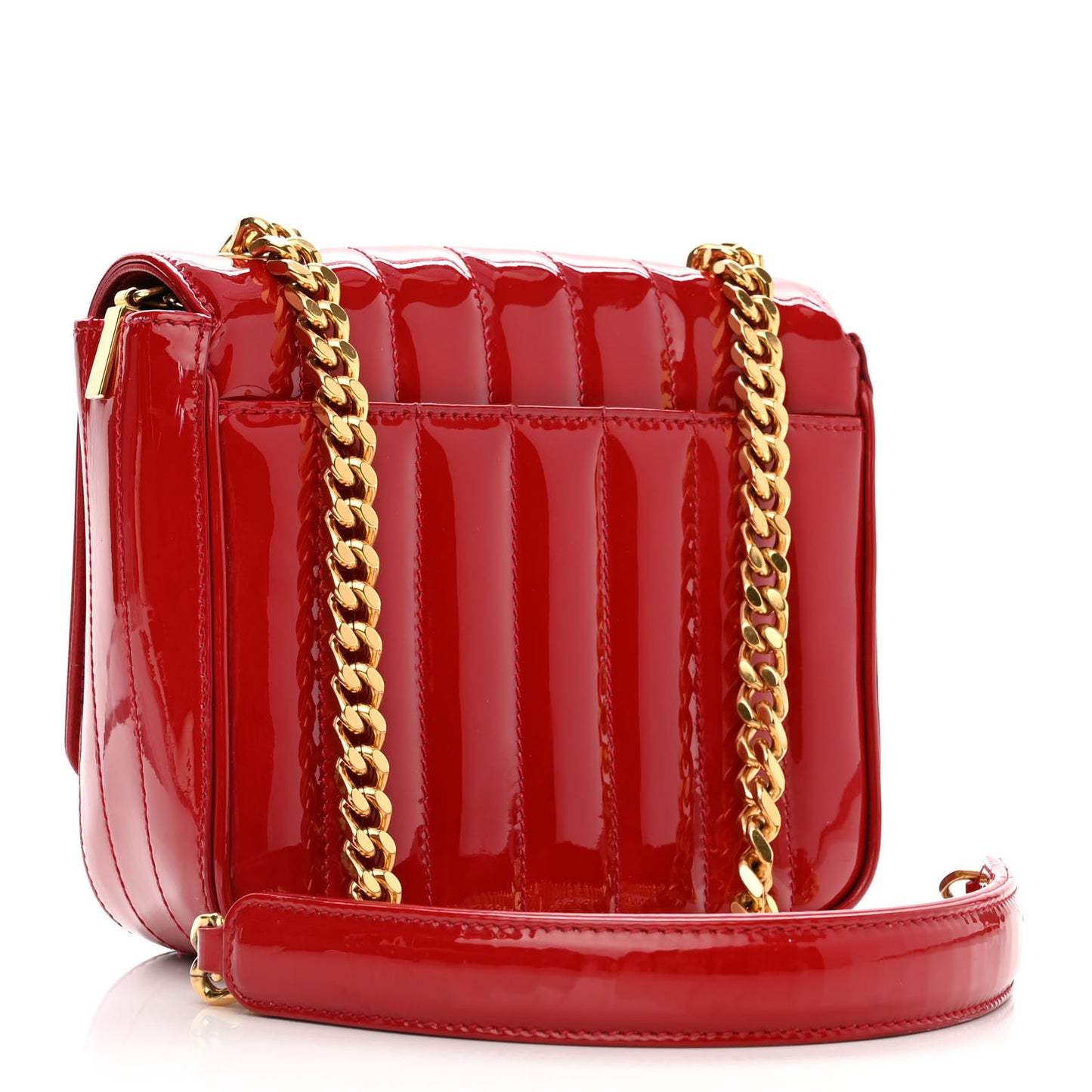 Patent Matelasse Monogram Small Vicky Chain Bag Red
