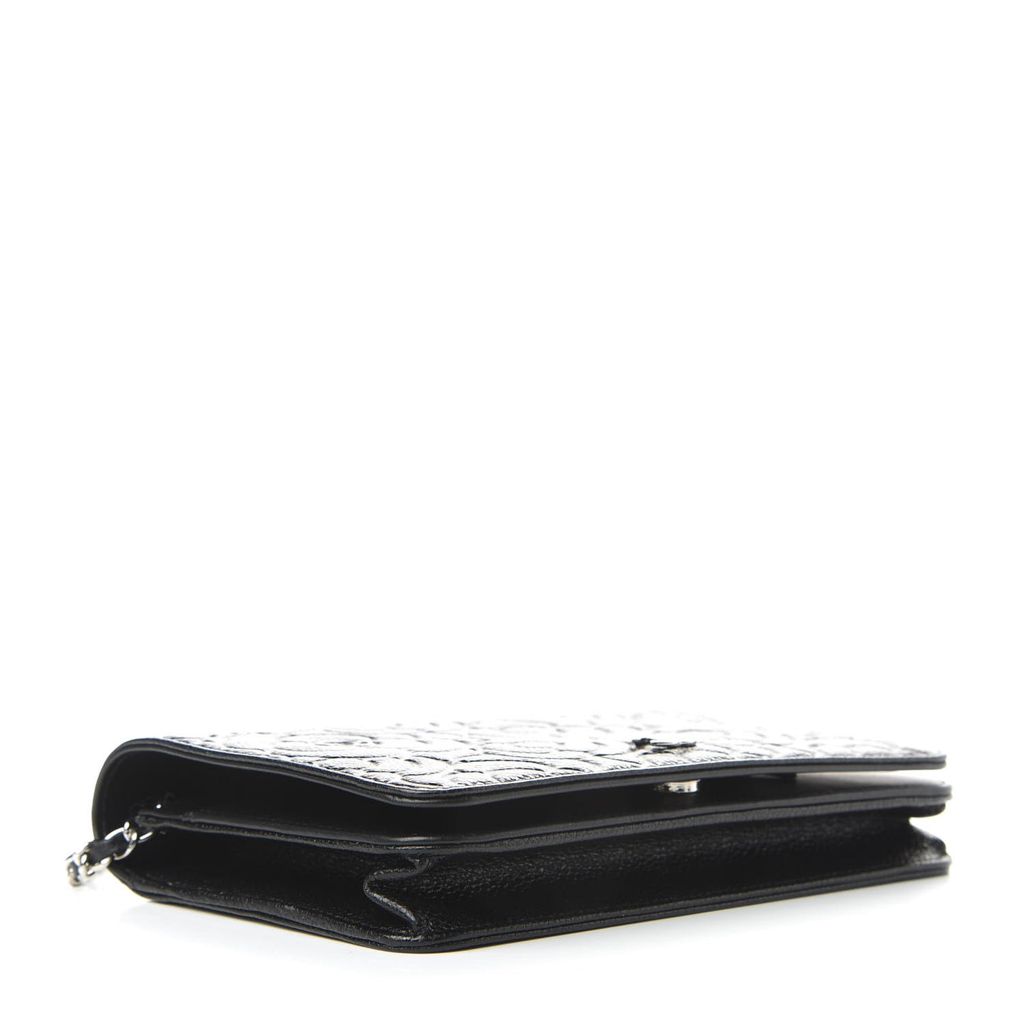 Caviar Camellia Embossed Wallet On Chain WOC Black