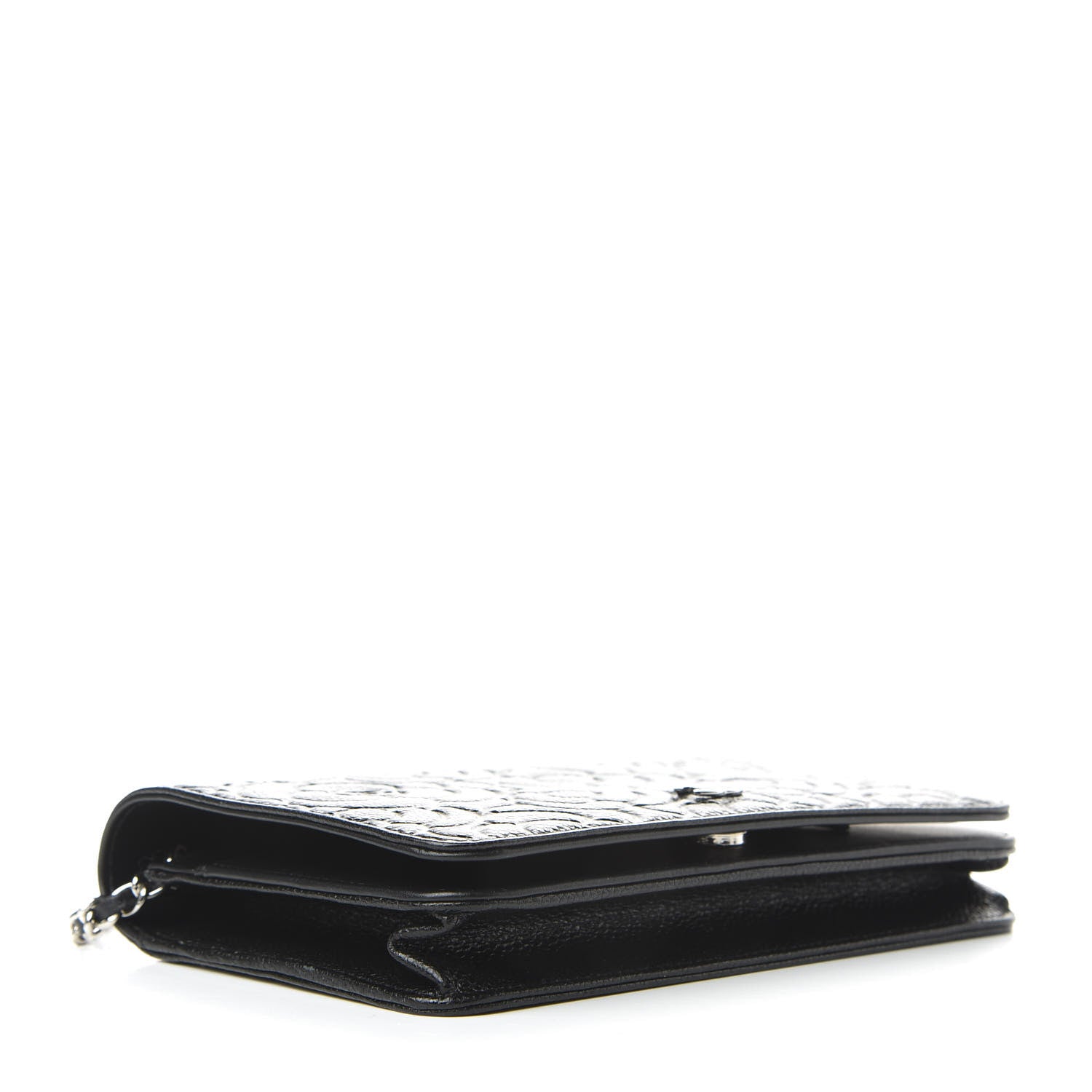 Chanel Caviar Camellia Embossed Wallet On Chain WOC Black 4 of 10