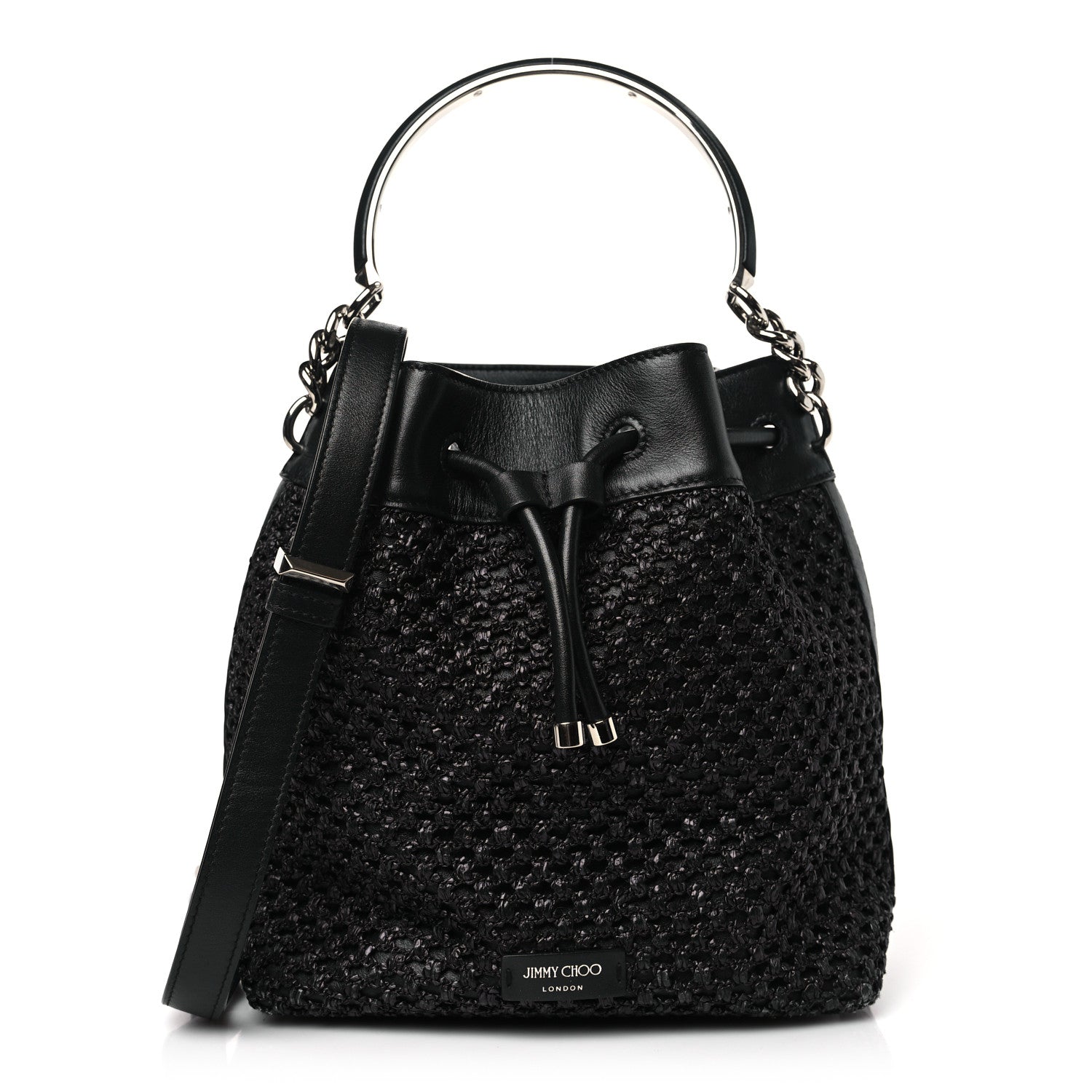 Jimmy Choo Raffia Net Bon Bon Bag Black 1 of 8