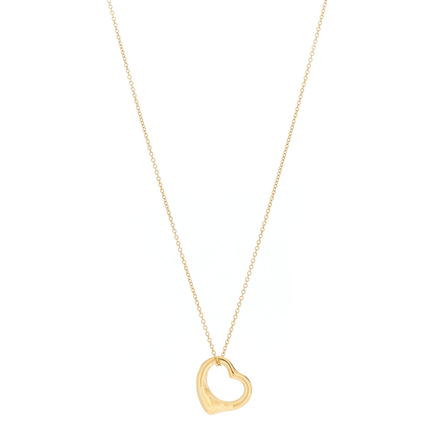 18K Yellow Gold 16mm Elsa Peretti Open Heart Pendant Necklace