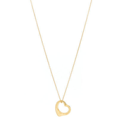 Tiffany 18K Yellow Gold 16mm Elsa Peretti Open Heart Pendant Necklace 1 of 6