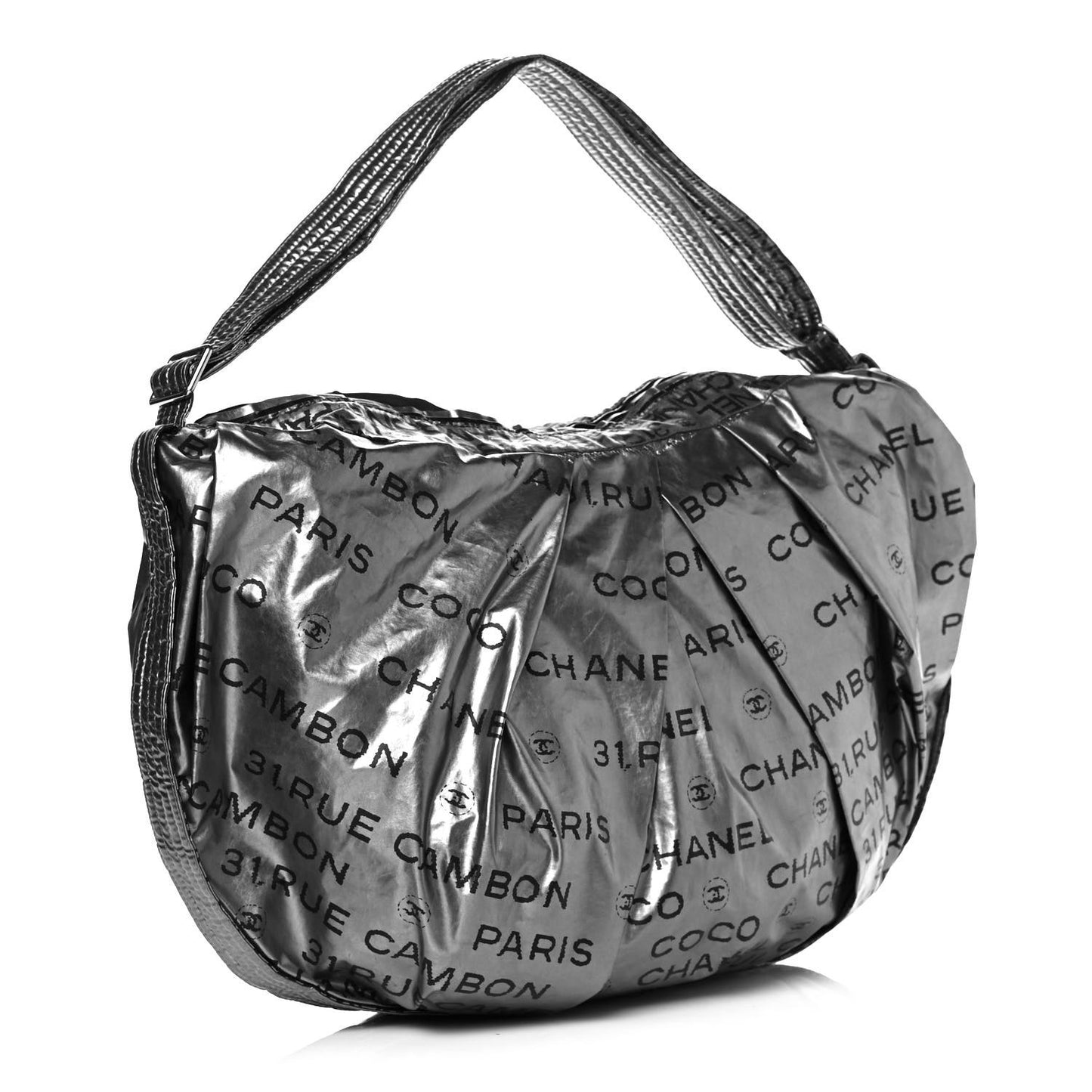 Metallic Coated Canvas Unlimited Ligne Shoulder Bag Silver