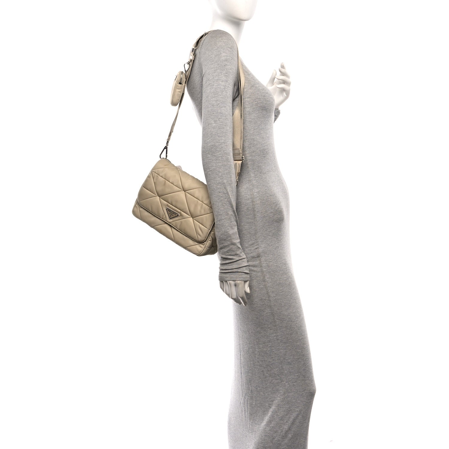 Prada Re-Nylon Quilted Padded Flap Shoulder Bag Deserto 2 of 10