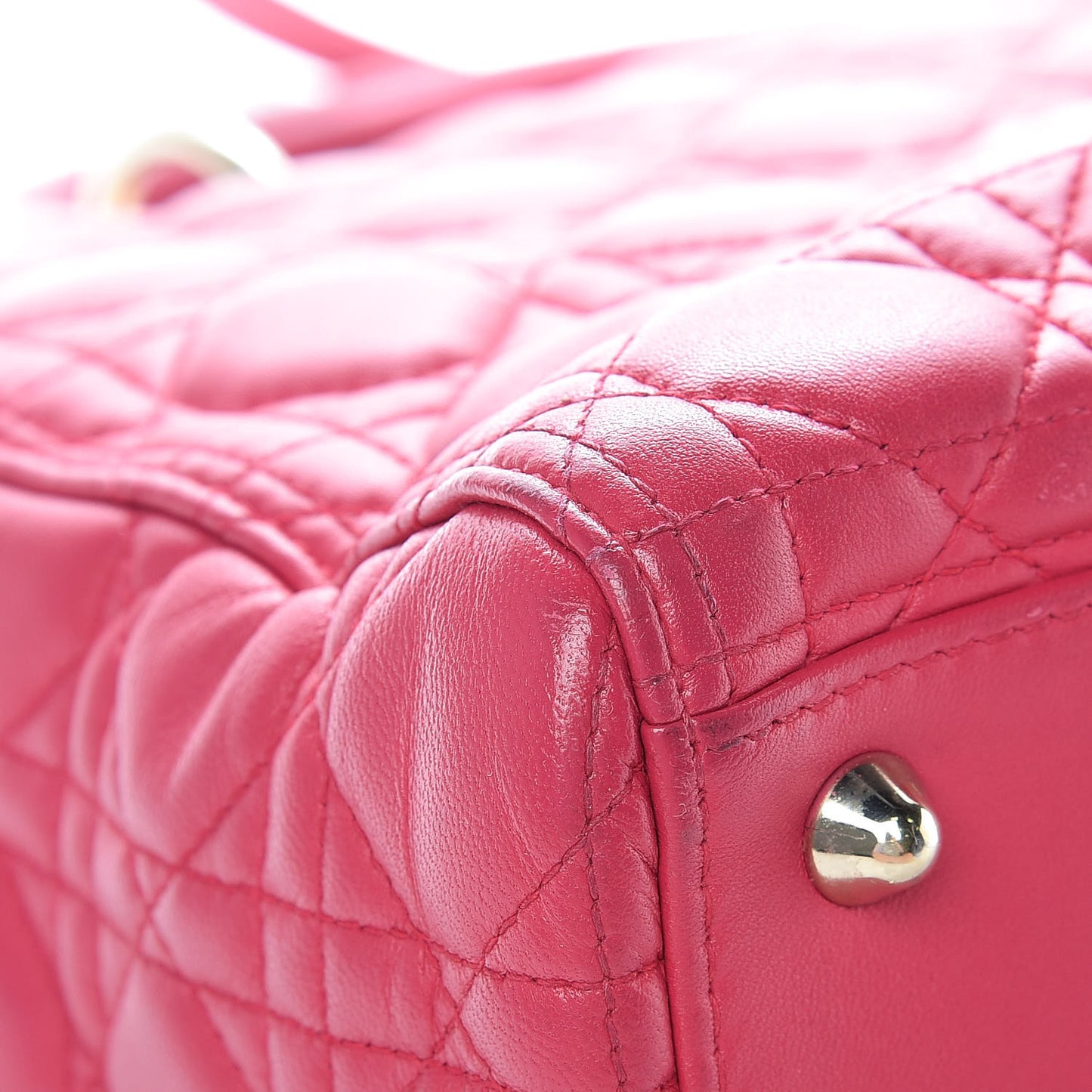 Lambskin Cannage Large Lady Dior Fuchsia
