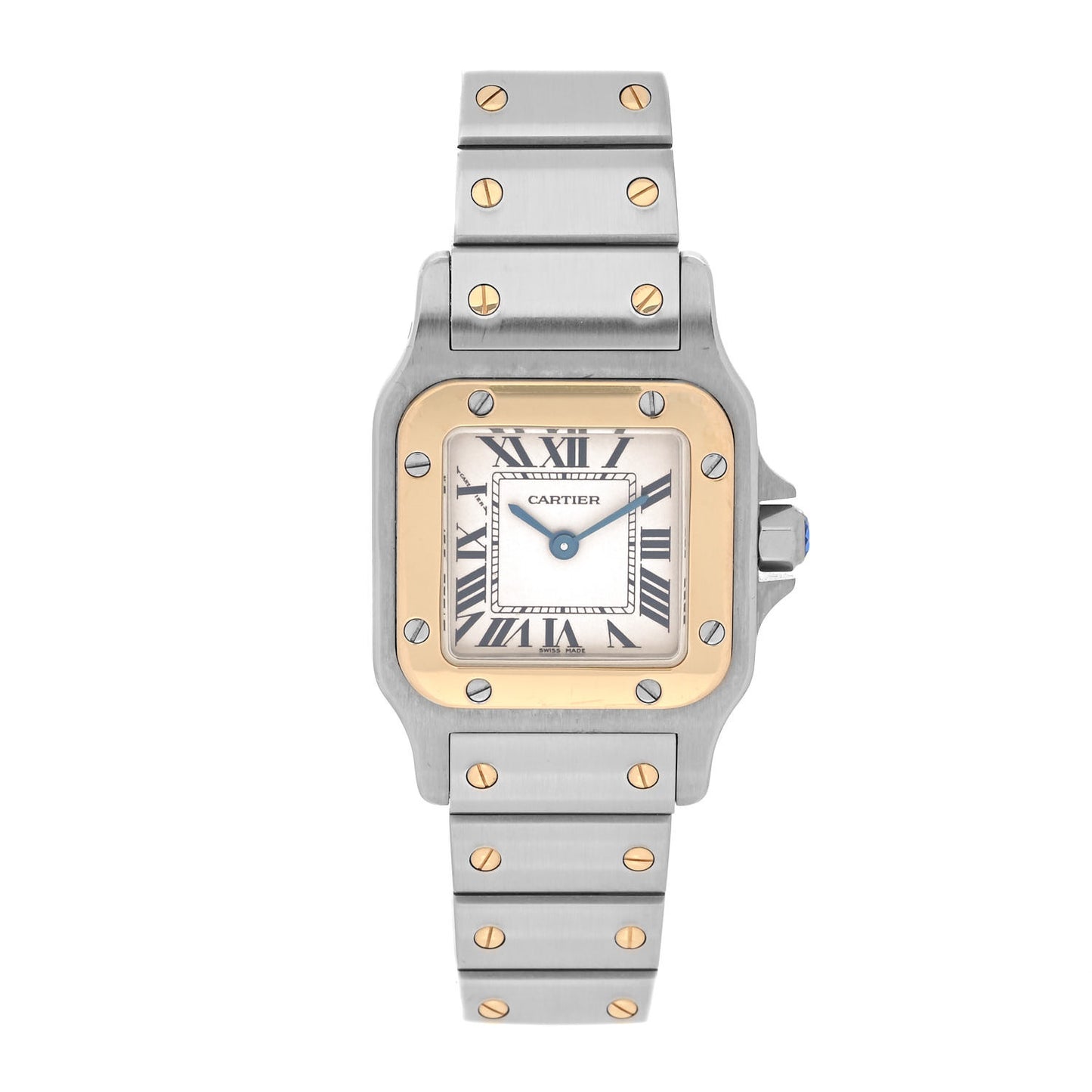 Stainless Steel 18K Yellow Gold 24mm Santos De Cartier Galbee Quartz Watch