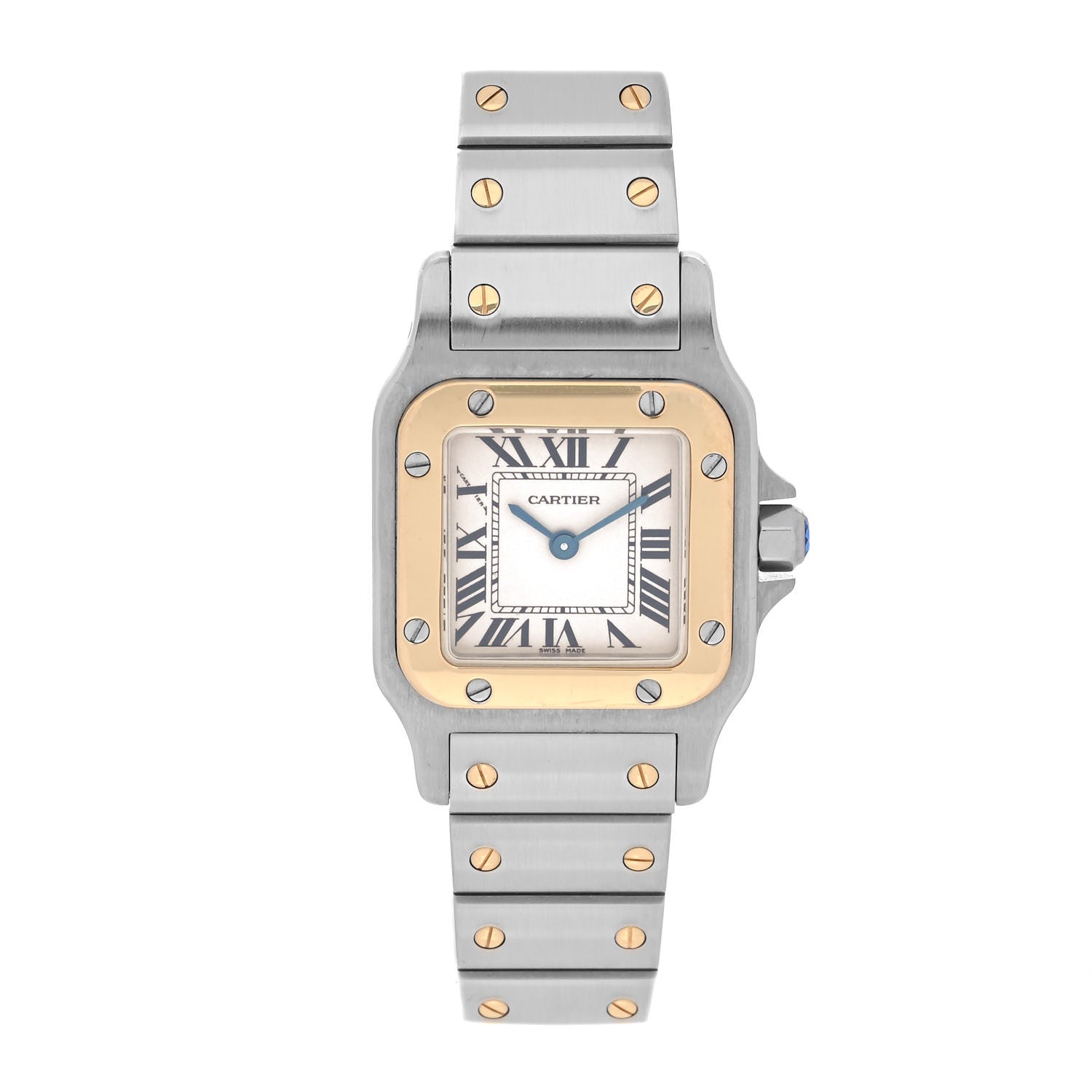 Cartier Stainless Steel 18K Yellow Gold 24mm Santos De Cartier Galbee Quartz Watch 1 of 4