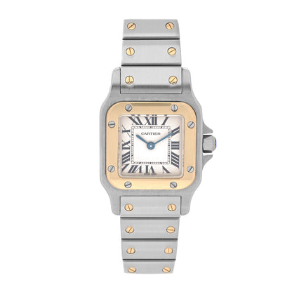 Cartier Stainless Steel 18K Yellow Gold 24mm Santos De Cartier Galbee Quartz Watch 1 of 4