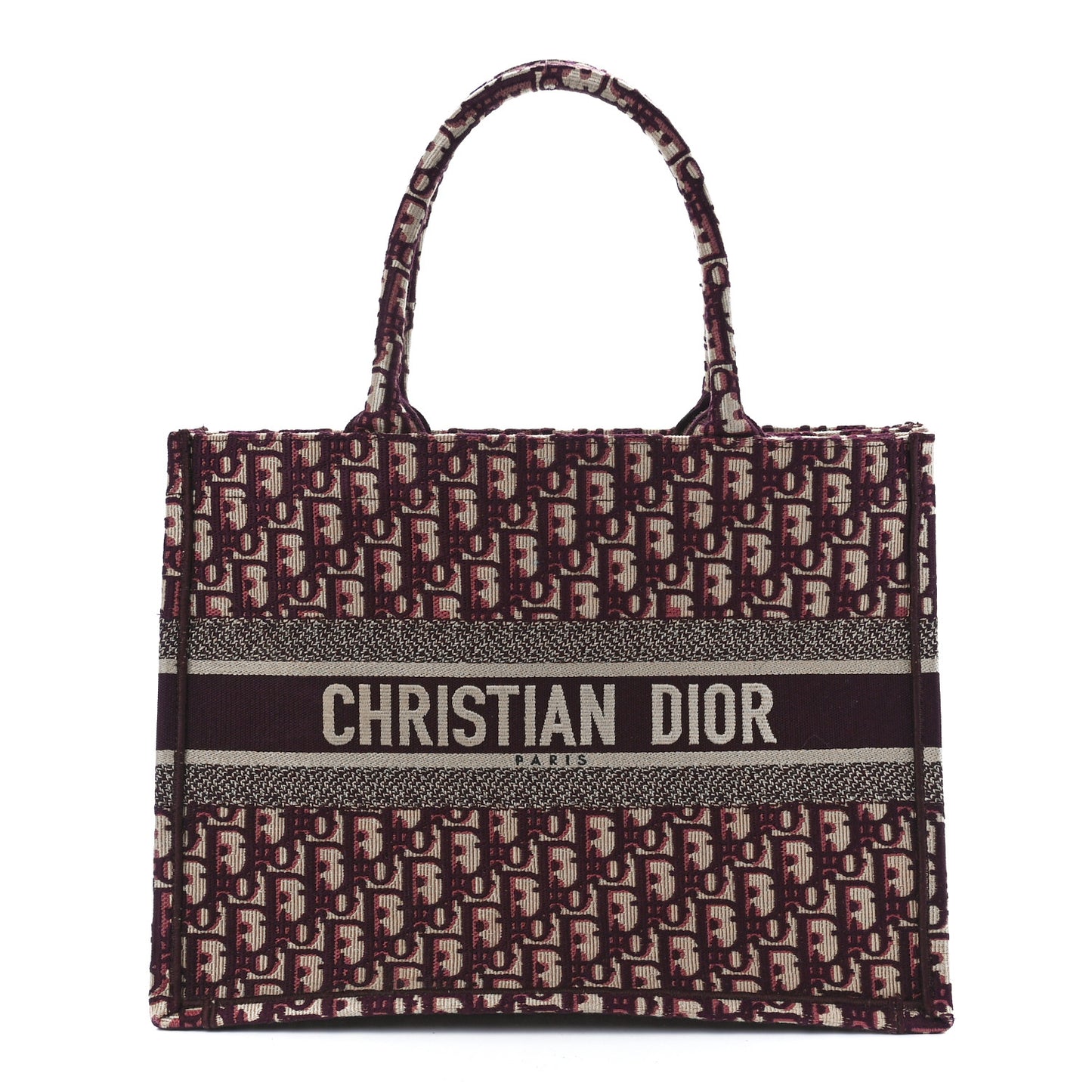 Oblique Medium Book Tote Burgundy Multicolor