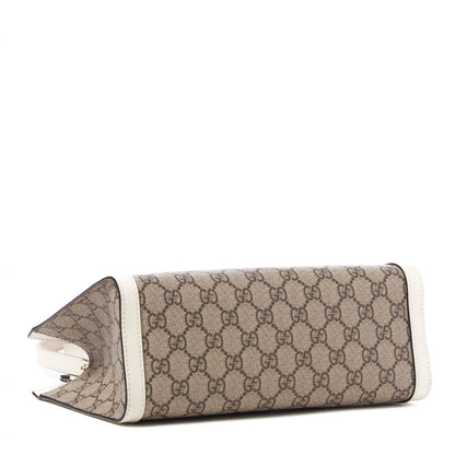 Gucci GG Supreme Monogram Moon Calfskin Small Padlock Tote Beige Ebony Mystic White 3 of 9