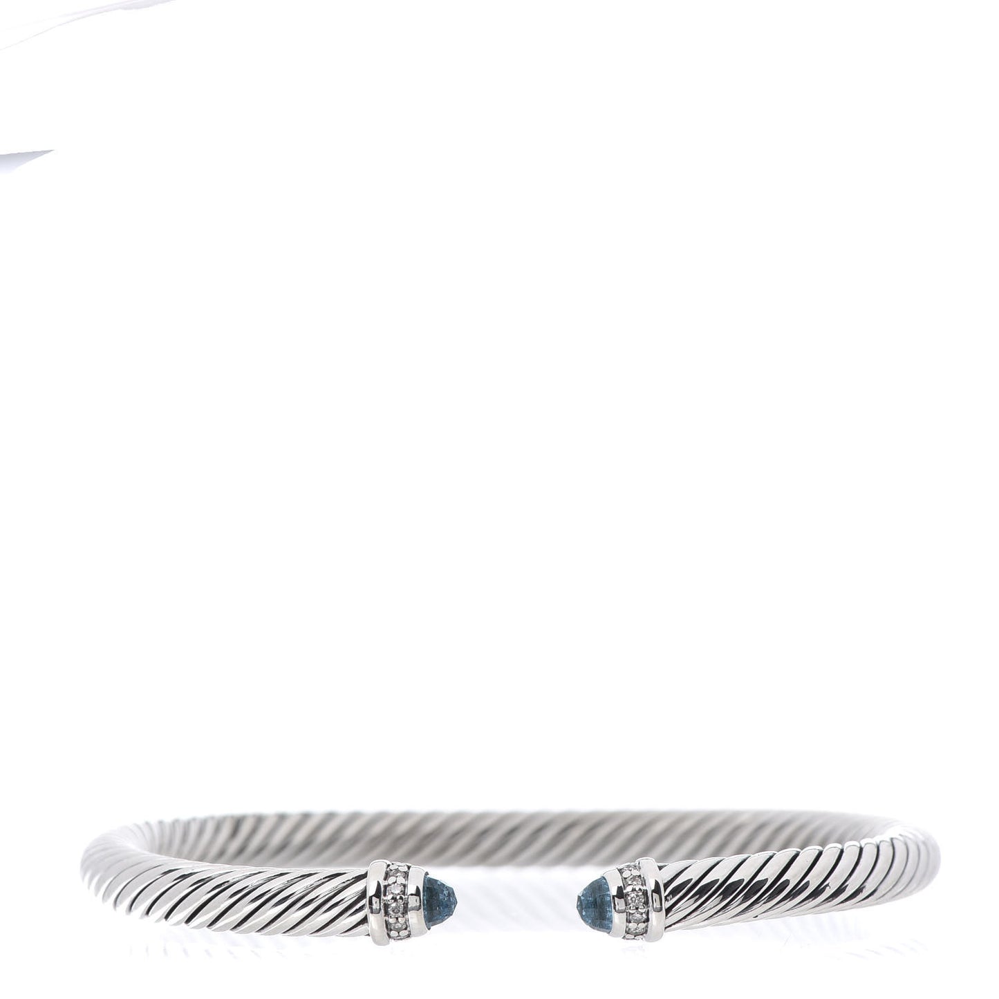Sterling Silver Diamond Blue Topaz 5mm Cable Classics Bracelet
