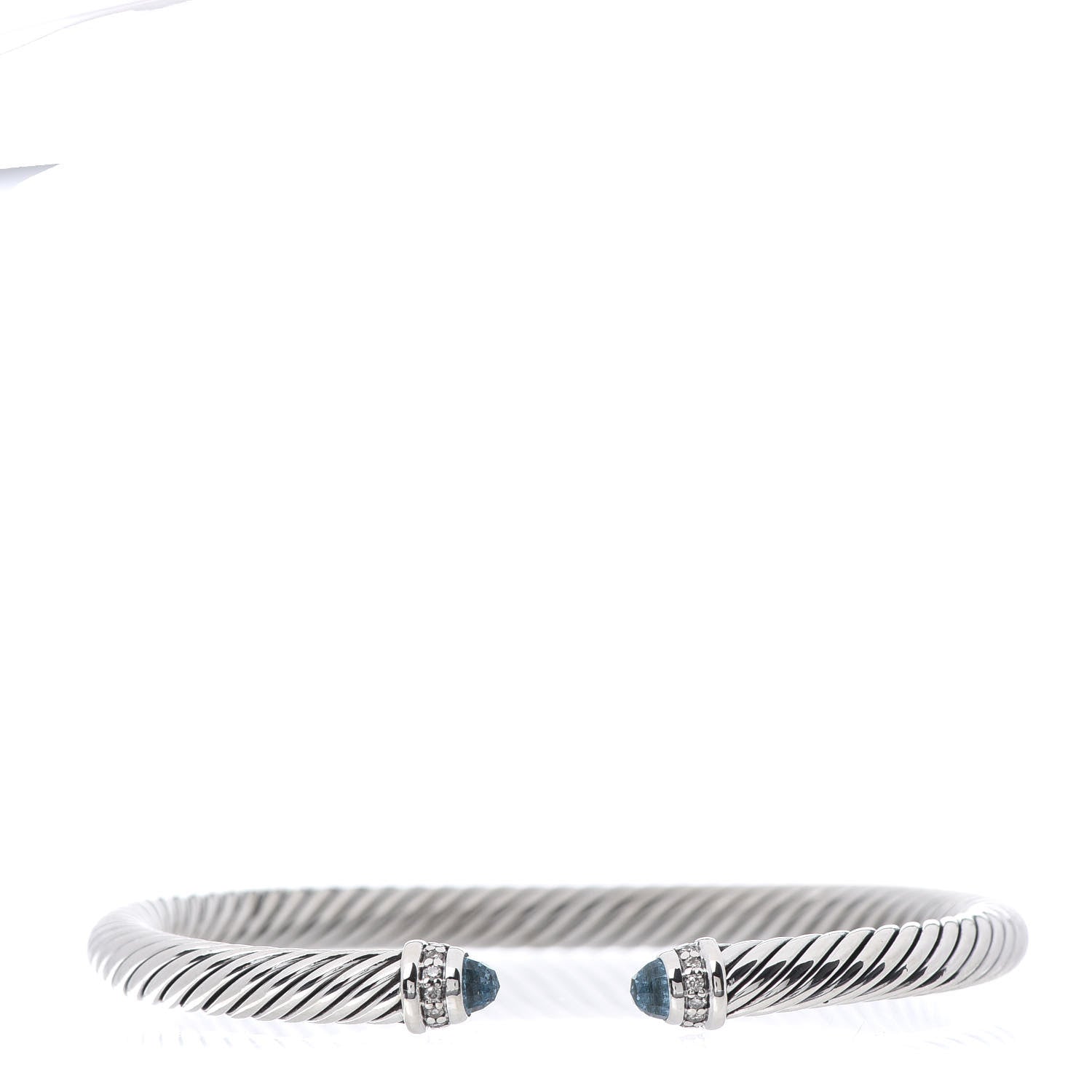 David Yurman Sterling Silver Diamond Blue Topaz 5mm Cable Classics Bracelet 1 of 4