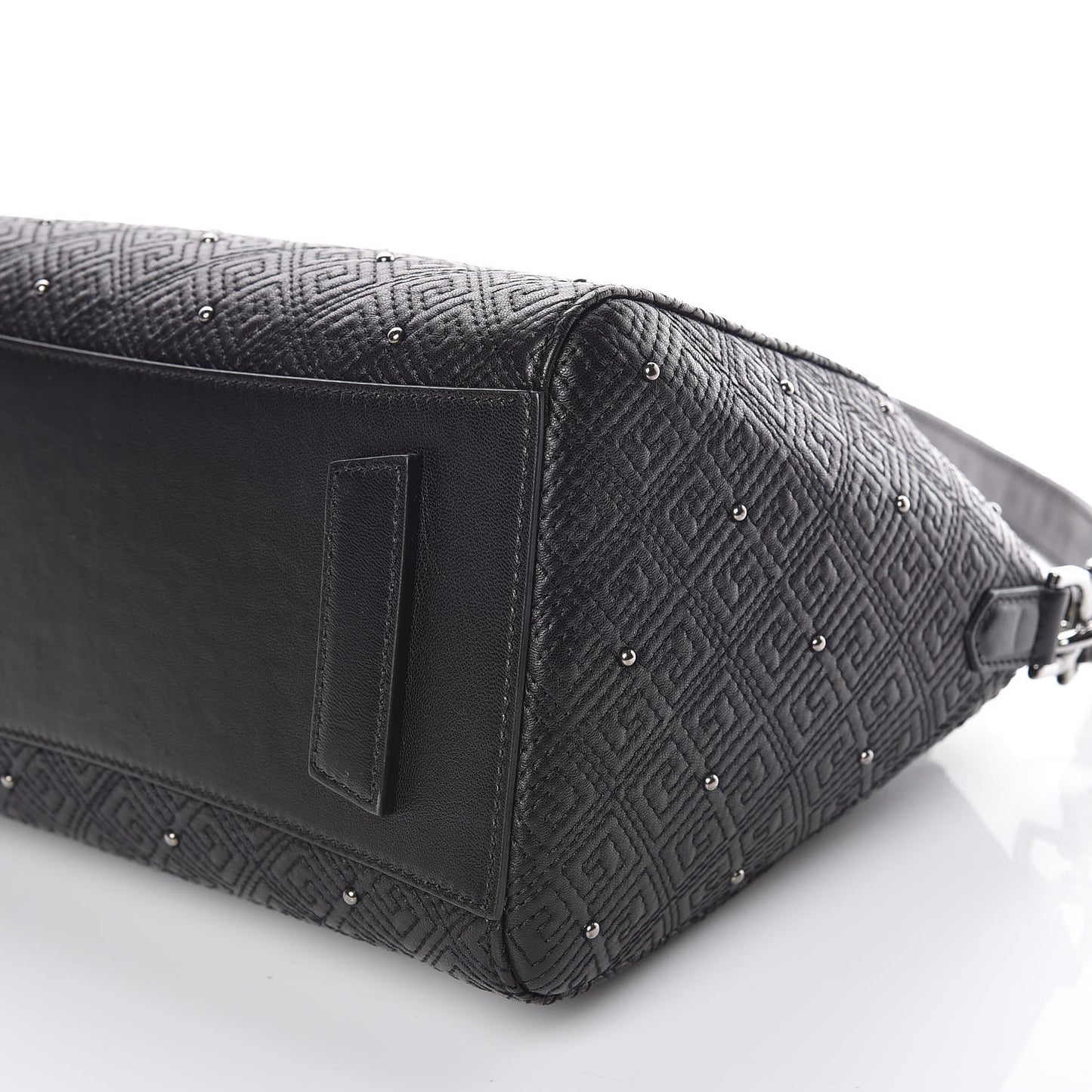 Lambskin Logo Embossed Small Studded Antigona Black