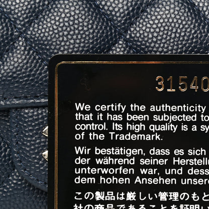 Chanel Caviar Quilted Flap Card Holder Wallet Navy Blue 8 of 11