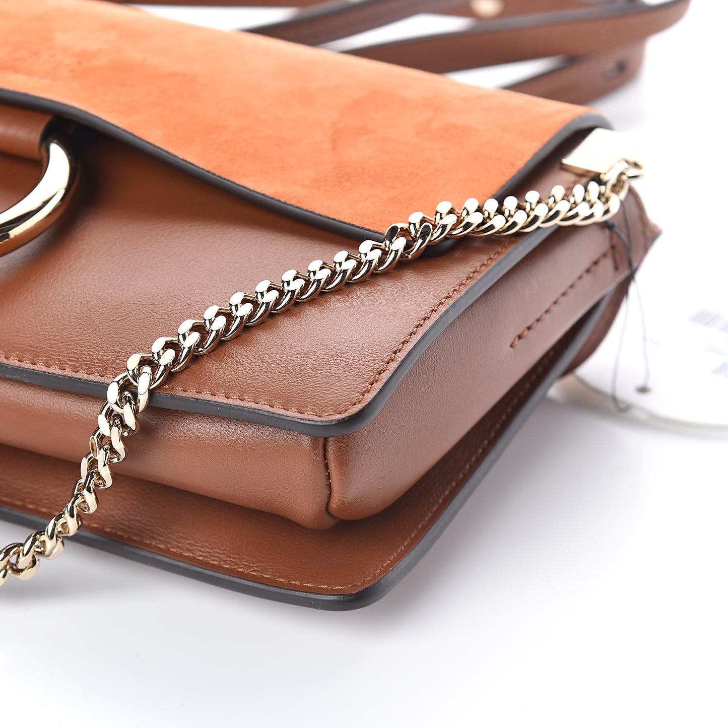 Suede Calfskin Small Faye Shoulder Bag Tobacco