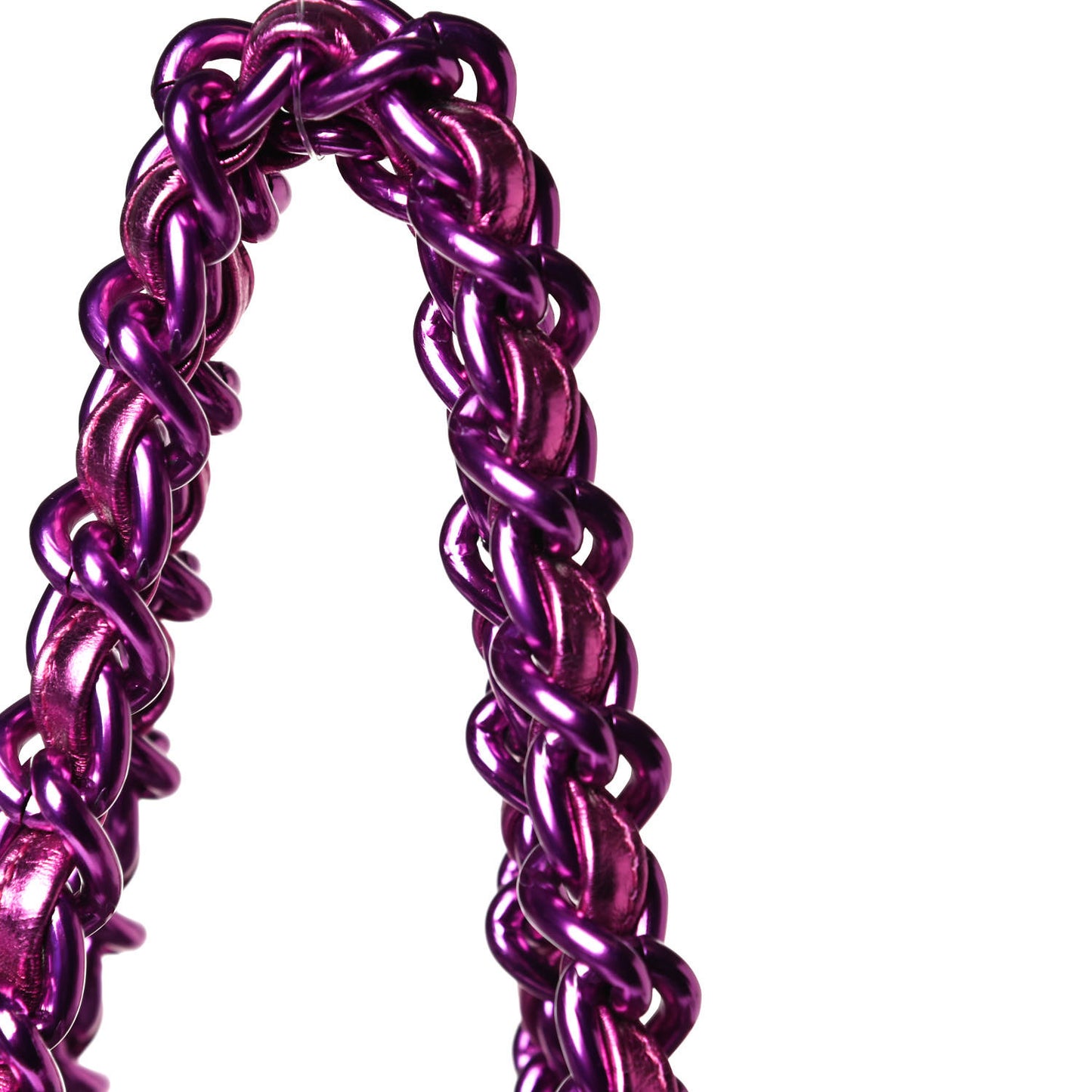 Metallic Cracked Calfskin Small Modern Chain Tote Fuchsia