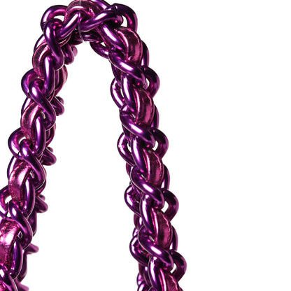 Chanel Metallic Cracked Calfskin Small Modern Chain Tote Fuchsia 13 of 14